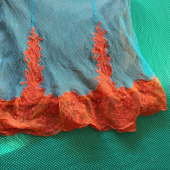 Betsey Johnson Turquoise and Orange Lace Dress - Picture 8 of 8